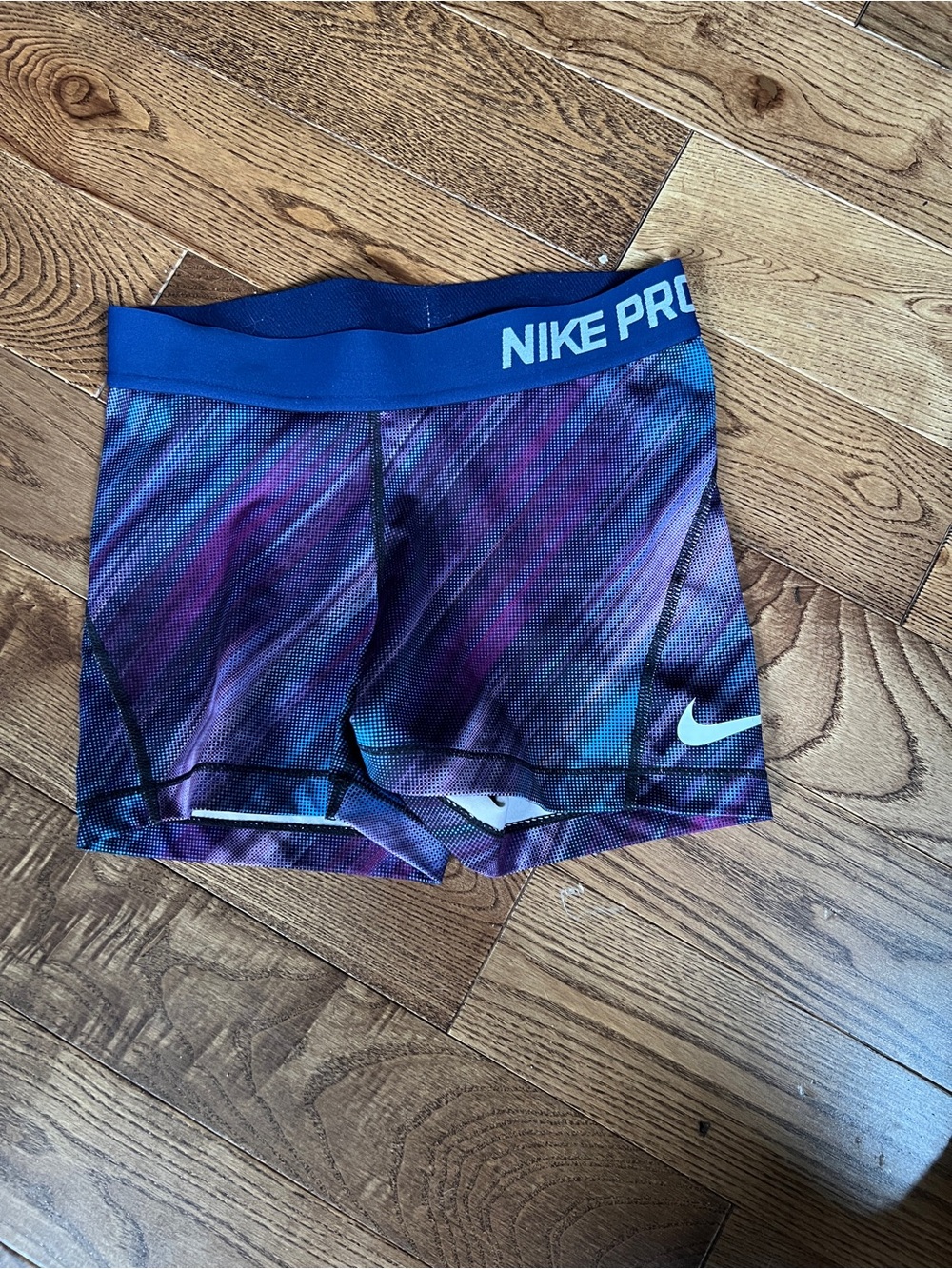 Nike Pro Blue and Purple Print Compression Shorts